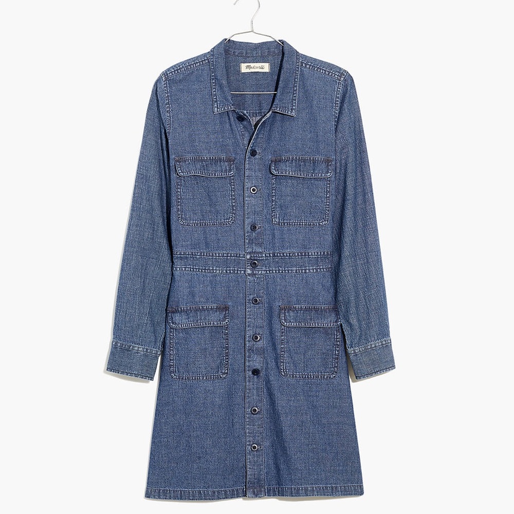 Madewell Denim Chambray Utility Button-up Collared Shirtdress